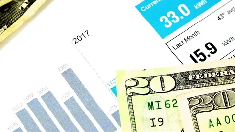 Electric bill statement - Energy expense and finance concept Stock Footage 72246742