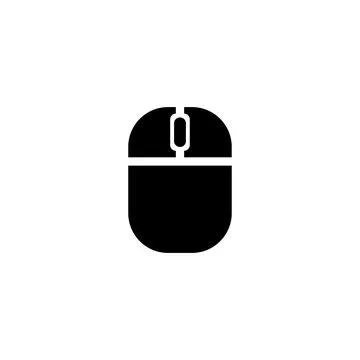 An electric black computer mouse icon displayed on a white background. The .. Illustrazione stock