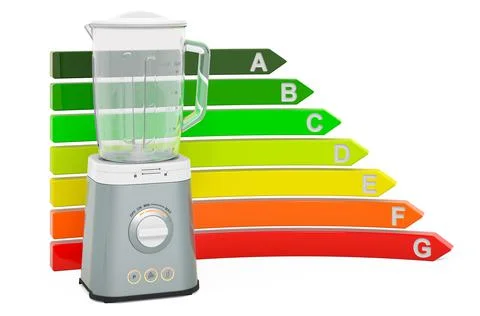 Electric blender with energy efficiency chart, 3D rendering イラスト素材