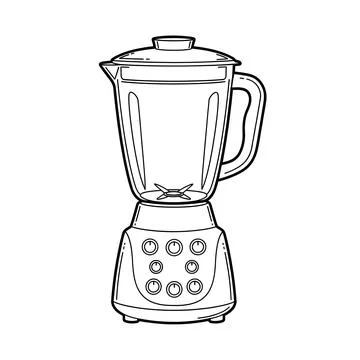 Electric blender with jar and base buttons coloring page Stock Illustration