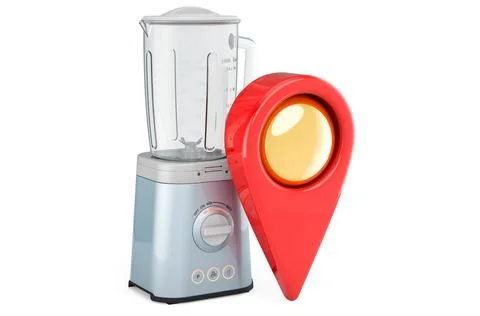Electric blender with map pointer. 3D rendering 库存插图