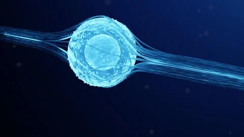 Electric Blue Abstract Glowing Atom Particle Orb Stock Illustration