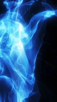 Electric Blue Abstract Smoke Wave Background on Black Ilustração Stock