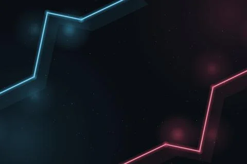 Electric blue and pink angular neon lines create a dramatic open frame arou.. 스톡 일러스트