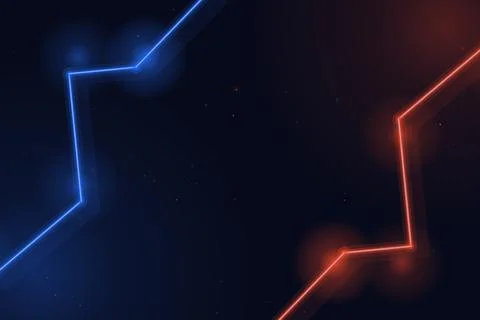 Electric blue and red angular light paths frame a dark central area, delive.. Stock-Illustration