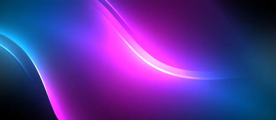Electric blue and violet create a captivating wave on black Stock Illustration