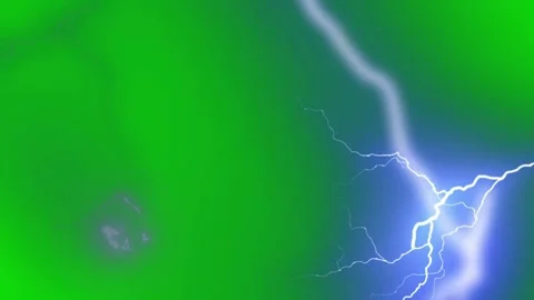 Electric blue and white lightning bolts on green background Stock Footage 336590754