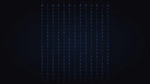 Electric blue binary code displaying digital data visuals. Professional tech Stock Footage 342625112