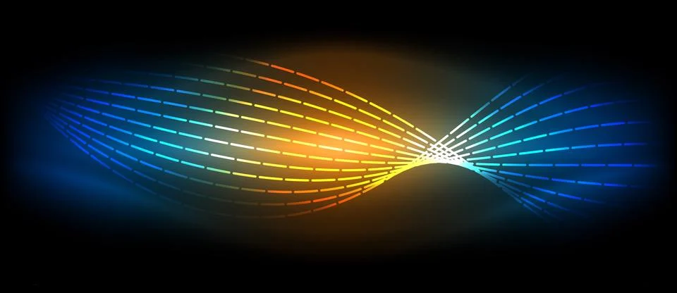 Electric blue circle of light in dark sky resembles a glowing wave Stock Illustration