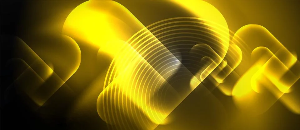 Electric blue circle pattern with glowing yellow lines on dark background 스톡 일러스트