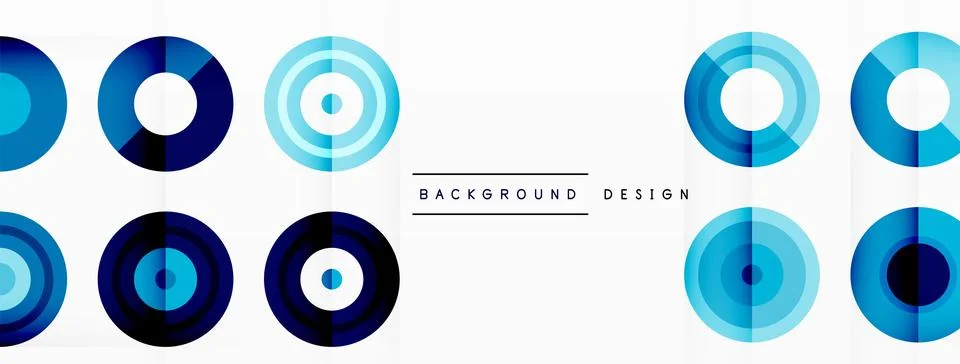 Electric blue circles create a unique pattern on white background Stock Illustration
