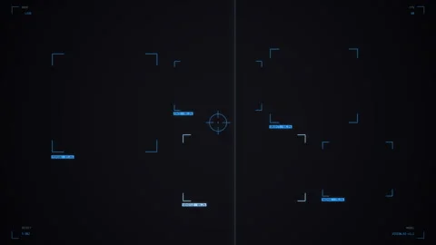 Electric blue computer vision detection overlay with bracketed boxes confidence Stock Footage 335291000