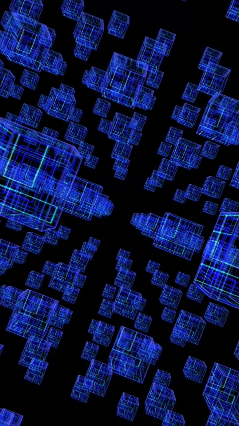 Electric Blue Cubes Vertical Stock Footage 329983043