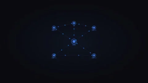 Electric blue data packet displaying network flow visuals. Professional tech Video stock 342624967