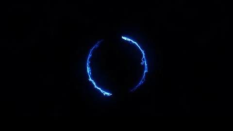 Electric Blue Energy Circle Loop Rotating Neon Ring on Black Background Stock Footage 318557540