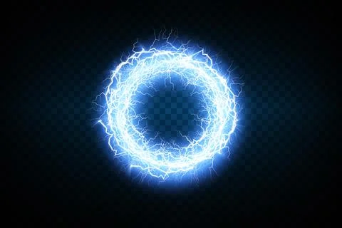 An Electric Blue Energy Ring featuring a captivating Lightning Effect, perfect Stock Illustration