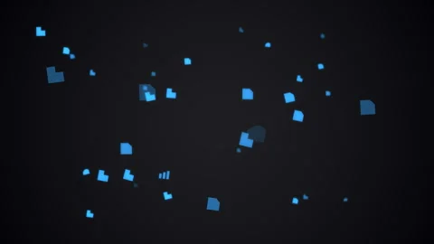 Electric blue floating folder and file icons zooming toward camera with depth Stock Footage 335188870