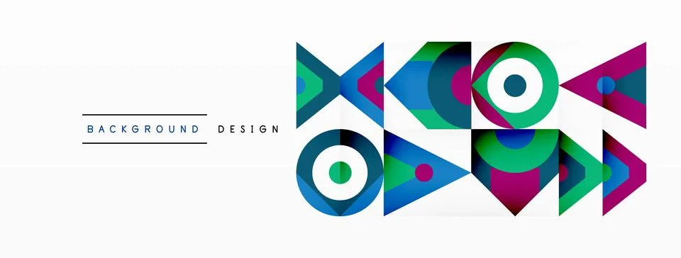 Electric blue geometric pattern with arrows and circles on white background Stock Illustration