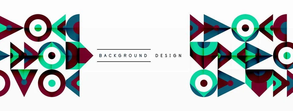 Electric blue geometric pattern with arrows and circles on a white background Stock Illustration