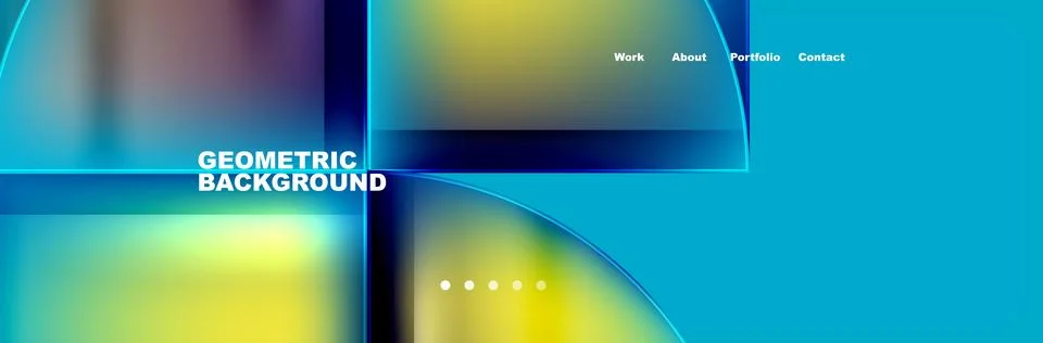 Electric blue geometric pattern with circles and squares on an azure background Stock Illustration