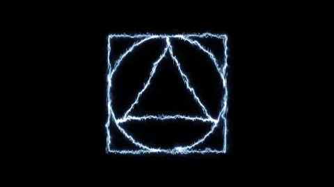 Electric Blue Geometric Symbol with Triangle Inside Square and Circle energ.. Stock Footage 332706160