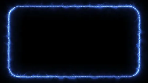 Electric Blue Glowing Rounded Frame with Energy Discharge Lightning Effect Stock Footage 311108115
