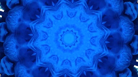 Electric blue ink opens into a radiant circular iris on white Stock Footage 338110609