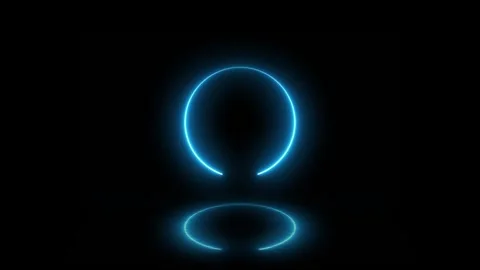Electric blue lightning circle with reflecting floor animation Stock Footage 321470027