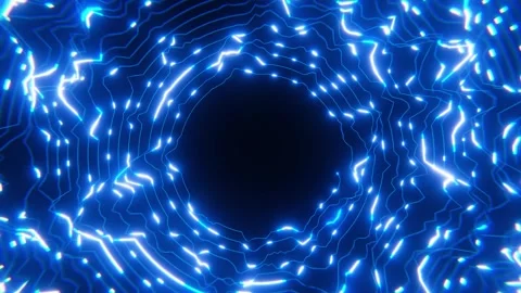 Electric blue lightning creates a circular pattern on a black background, Stock Footage 322221623