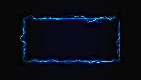 Electric Blue Lightning Frame on Dark Background Stock Illustration