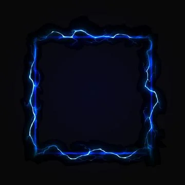 Electric Blue Lightning Frame on Dark Background Stock Illustration