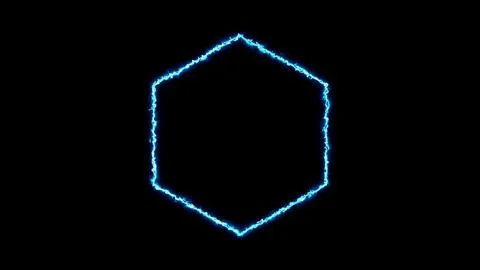 Electric blue lightning hexagon border Stock Illustration