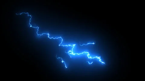 Electric Blue Lightning Thunderbolt Energy Burst VFX Overlay Stock-Footage 341825518