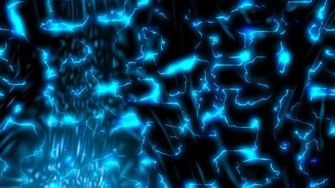 Electric blue lines pulse against a black void Stock Illustration