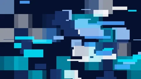 Electric blue on navy giant pixel block shuffle animation Stock Footage 346236949