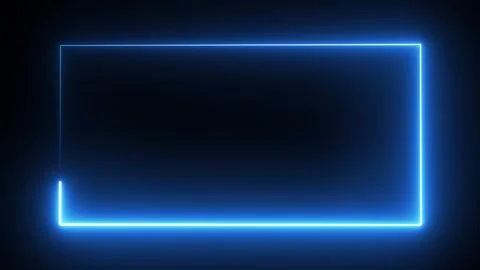 Electric Blue Neon Rectangle Border on Dark Background Stock Footage 317452537