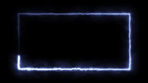 Electric Blue Neon Rectangle Frame with Smoke Effect Stock Footage 317452596