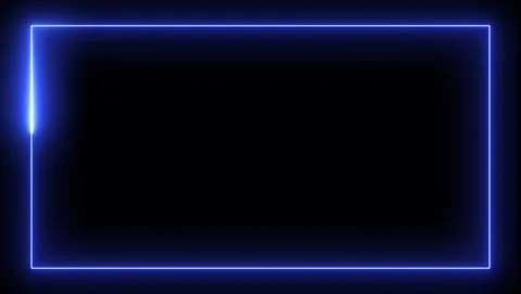 Electric Blue Neon Rectangle Frame on Black border Stock Footage 318633890