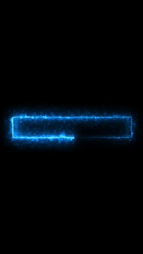 Electric Blue Neon Rectangle Frame with Pixel Glow Stock Footage 341363213