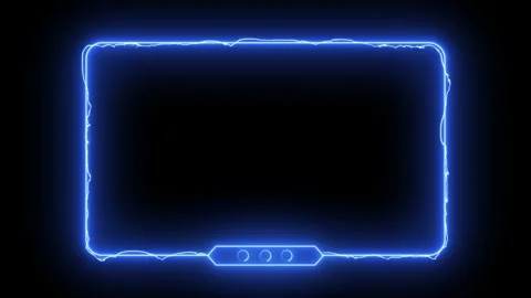 Electric Blue Neon Webcam Frame Stream Overlay Loop Animation Video stock 342698922
