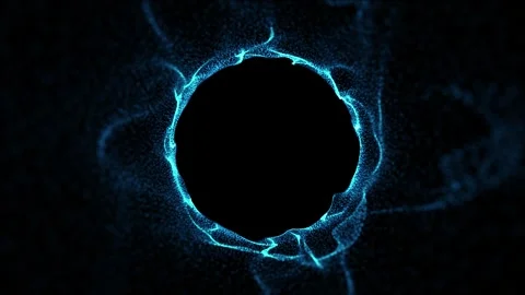 Electric Blue Particle Vortex Circular Energy Portal Flowing Data Points. A.. Stock Footage 327755539
