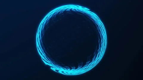 Electric blue plasma circle on a deep dark background with a bright energy .. Stock Illustration