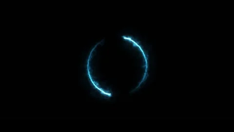 Electric Blue Plasma Circle Loop Rotating Neon Ring on Black Background Stock Footage 318557541