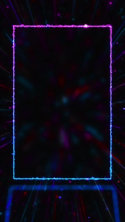 Electric Blue Purple Neon Rectangle Frame Background Stock Footage 341365604