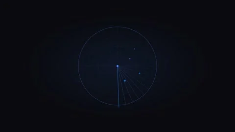 Electric blue radar sweep displaying scanning system visuals. Professional tech 動画素材 342625092