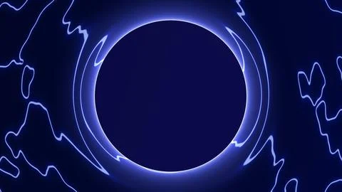 Electric blue ring with glowing liquid contours and high contrast light on .. イラスト素材