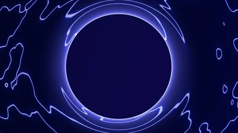 Electric blue ring with glowing portal light and tech interface feel on dar.. Stock Footage 333034231