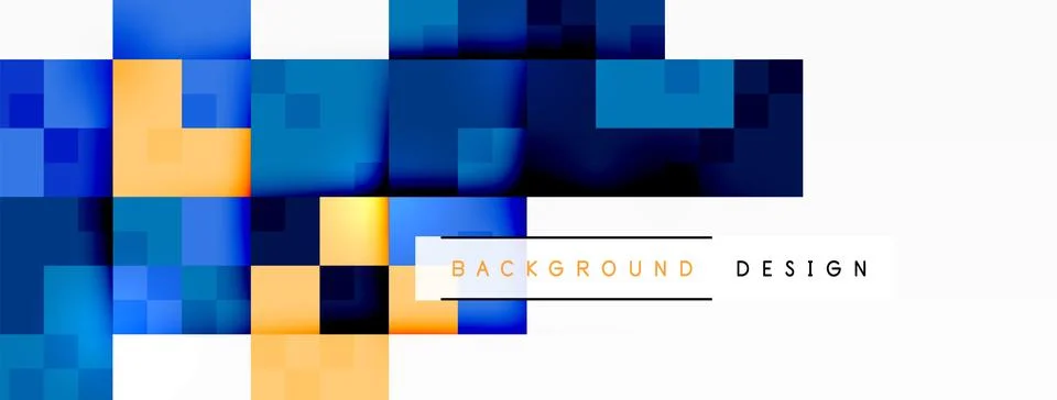 Electric blue squares pattern with rectangle shapes on yellow background 스톡 일러스트