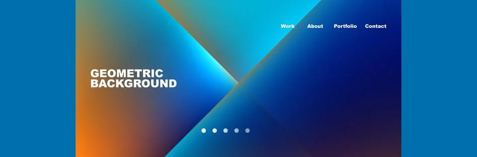 Electric blue triangle on azure rectangular background with orange accents Stock Illustration