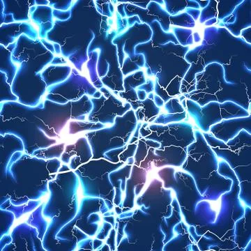 Electric blue vector lightning seamless pattern Stock Illustration